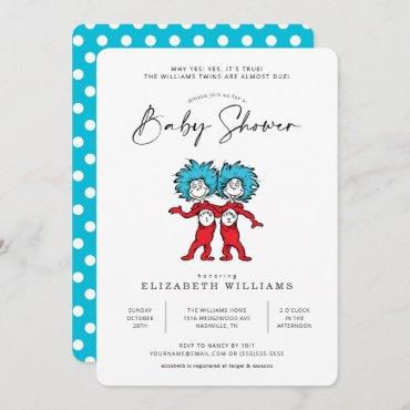 Thing 1 Thing 2 | Blue Twins Baby Shower  Invitation