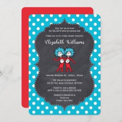 Thing 1 Thing 2 | Twins Chalkboard Baby Shower Invitation