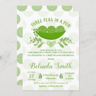 Three Peas in a Pod Triplets Baby Shower Neutral