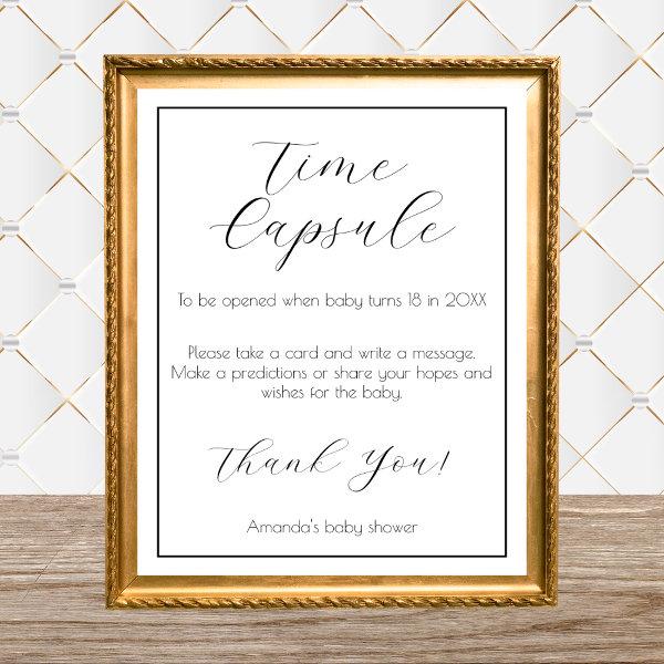 Time Capsule Minimalist Baby Shower Game Poster