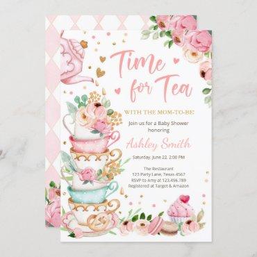 Time for Tea Baby Shower Invite Tea Party Brewing