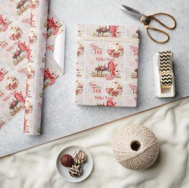 Time for Tea! Vintage Retro Afternoon Tea Party Wrapping Paper
