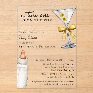 Tini One Is On The Way Yellow Martini Baby Shower Acrylic