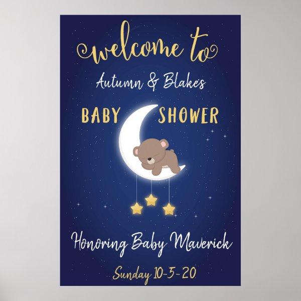 To The Moon And Back Baby Shower Welcome Poster