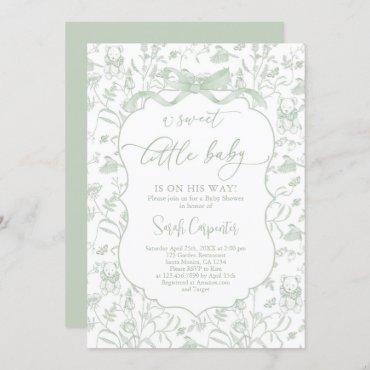 Toile De Jouy Baby Shower with Bow