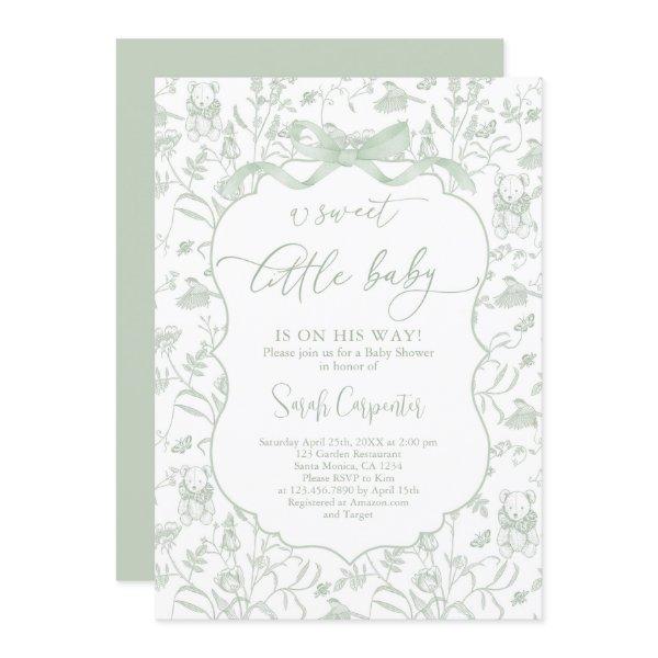 Toile De Jouy Baby Shower with Bow