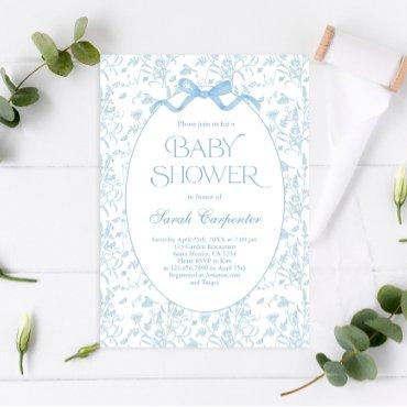 Toile De Jouy Bow Baby Shower Boy