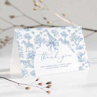 Toile de Jouy Safari animals Baby shower Thank You Card
