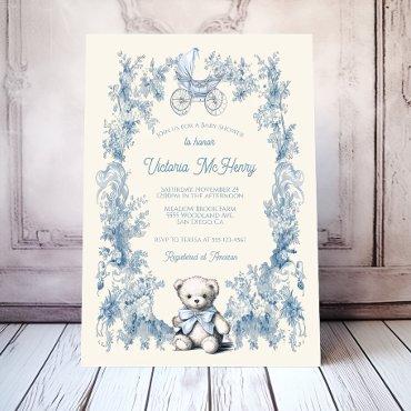 Toile Floral Teddy Bear Carriage