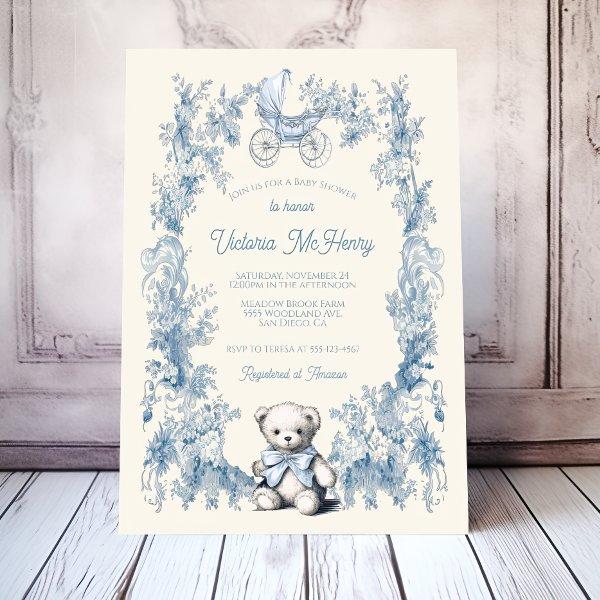 Toile Floral Teddy Bear Carriage