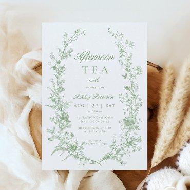 Toile Sage Green Afternoon Tea Party