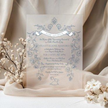 Toile vintage frame Chinoiserie Baby Shower Acrylic