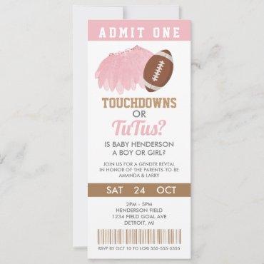 Touchdowns or Tutus Gender Reveal Ticket