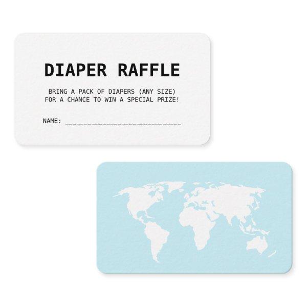 Travel Boarding Pass Baby Blue Diaper Raffle Enclosure Card