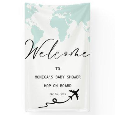 Travel Plane Ticket Baby Shower Boy Welcome Sign