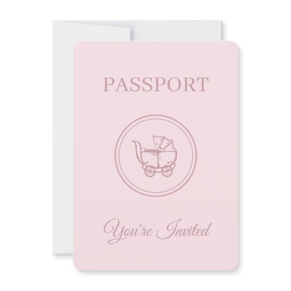 Travel Theme Baby Shower Pink Passport