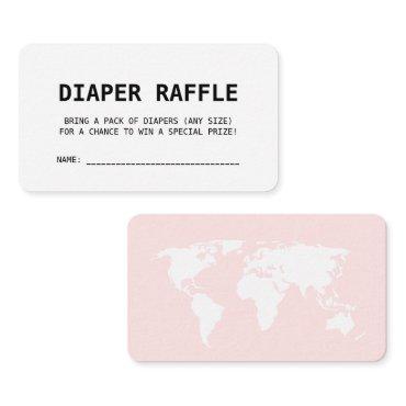 Travel Themed Pink Girl Baby Shower Diaper Raffle Enclosure Card