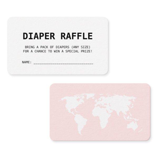 Travel Themed Pink Girl Baby Shower Diaper Raffle Enclosure Card