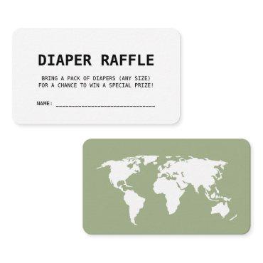 Travel Themed Sage Green Baby Shower Diaper Raffle Enclosure Card