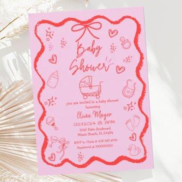 Trendy Quirky Wavy Hand Drawn Bow