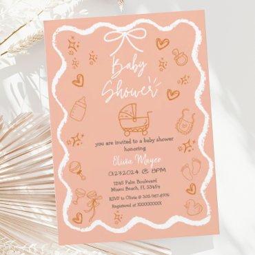 Trendy Quirky Wavy Hand Drawn Bow