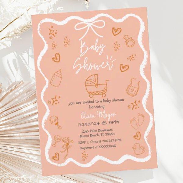 Trendy Quirky Wavy Hand Drawn Bow