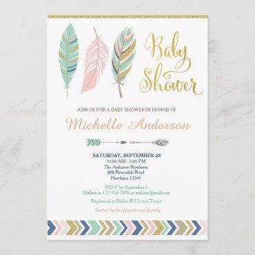 Tribal Baby Shower Invitation / Boho Baby Shower