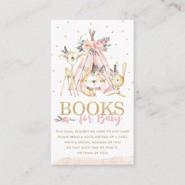 Tribal Woodland Animals Pink Floral Books for Baby Enclosure Card