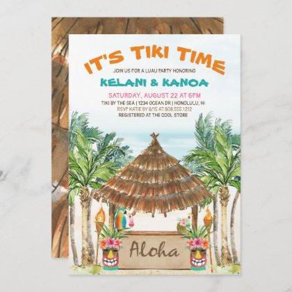 Tropical Beach Tiki Luau Couples Shower Invitation