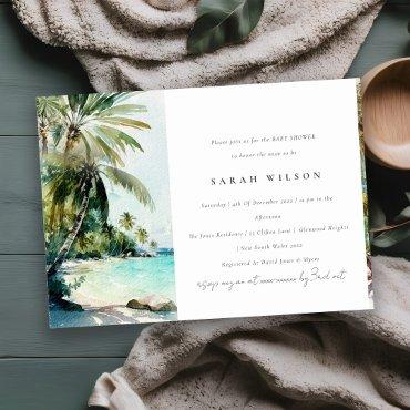 Tropical Beach Watercolor Palm Trees