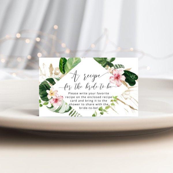 Tropical bridal shower recipe enclosure card