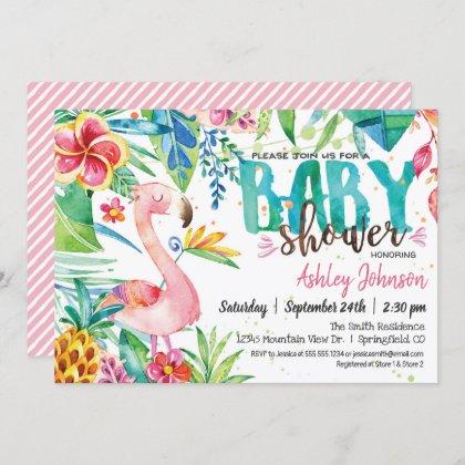 Tropical Flamingo Baby Shower invitation