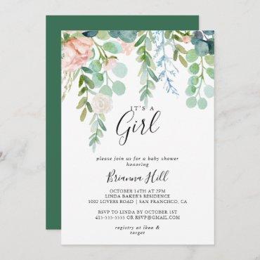Tropical Floral It's A Girl Baby Shower Invitation