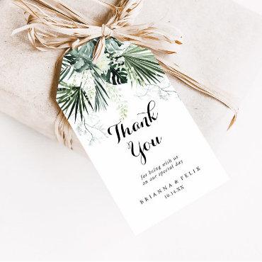 Tropical Greenery White Floral Wedding Thank You  Gift Tags