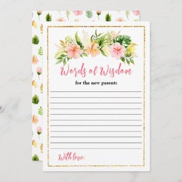 Tropical Jungle Floral Baby Shower Words Of Wisdom