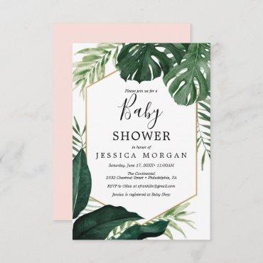 Tropical Monstera Baby Shower Invitation Card