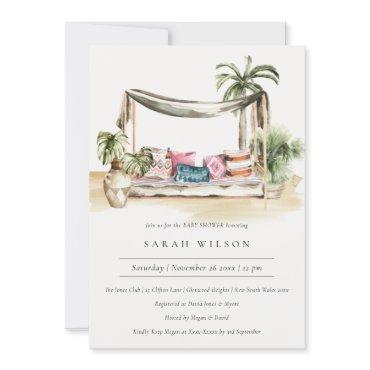 Tropical Palm Beach Cabana Baby Shower Invite