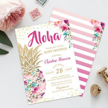 Tropical Pineapple Pink Gold Floral