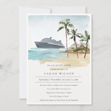 Tropical Seascape Palm Cruise Baby Shower Invite
