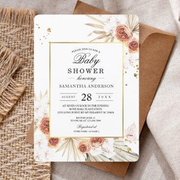 Tropical Terracotta Dried Palm Leaf Gold Frame