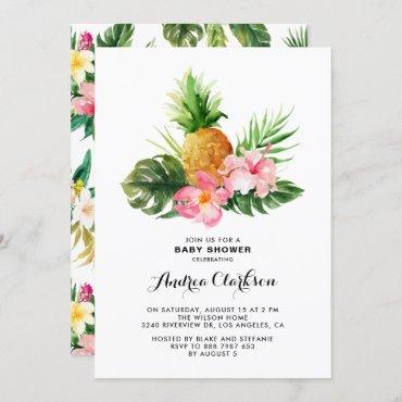 Tropical Watercolor Pineapple Floral