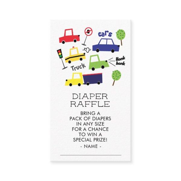 Trucks & Cars Boy Baby Shower Diaper Raffle Ticket Enclosure Card