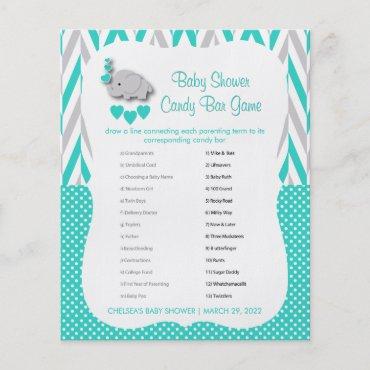 Turquoise & Gray Elephant Baby Shower - Candy Bar Flyer