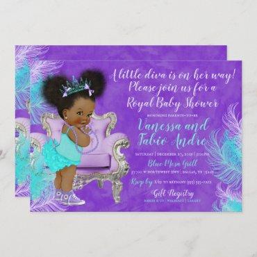 Turquoise Lavender Watercolor Baby Shower Invitation