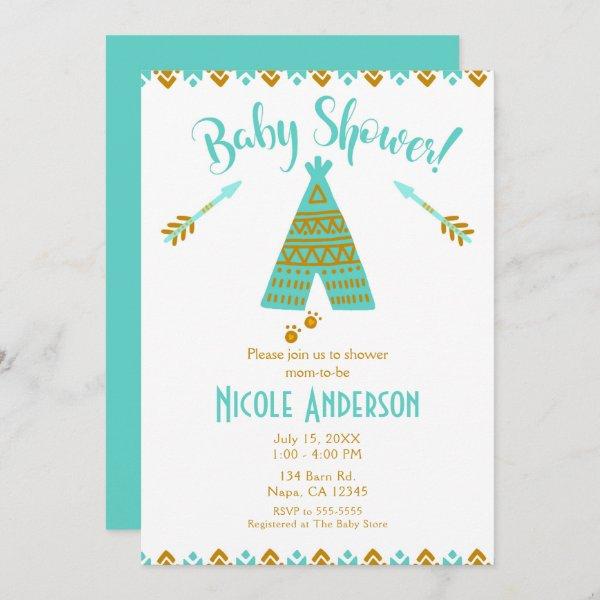 Turquoise Teal & Gold Tepee Modern