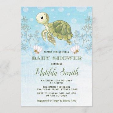 Turtle Baby Shower Invitation Under The Sea Ocean