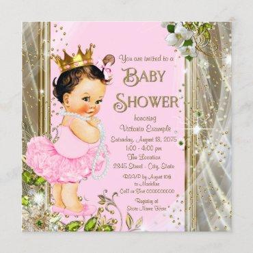 Tutu Baby Shower Pink Gold Invitation