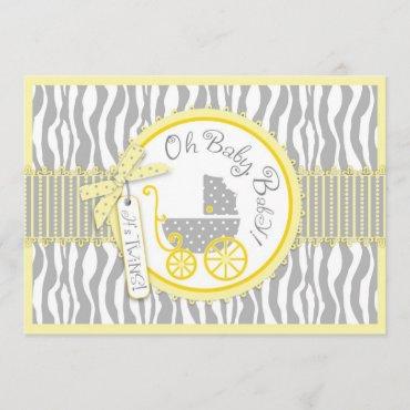 TWIN Baby Carriage, Zebra Print Yellow