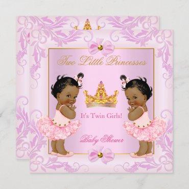 Twin Baby Shower Princess Tiara Girl Pink Ethnic