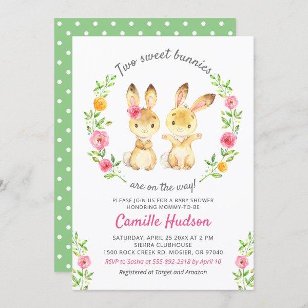 Twin Boy Girl Floral Colorful Bunny